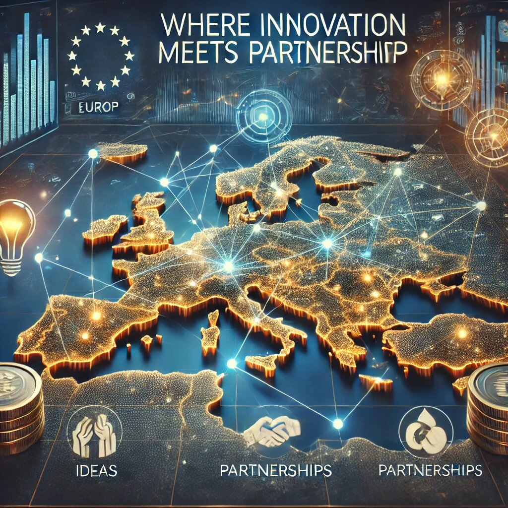 Graphic representing EU funding innovation and partnerships.